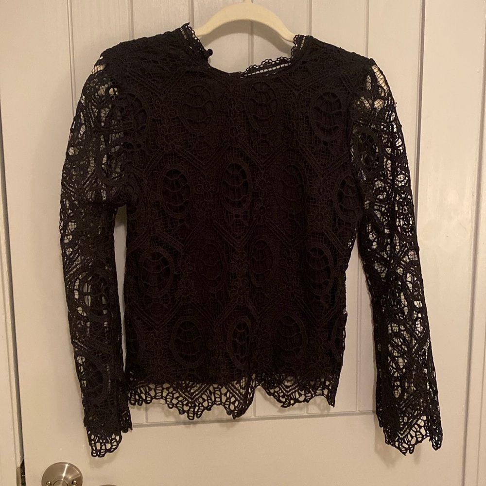 Black Eyelit Long Sleeve Blouse